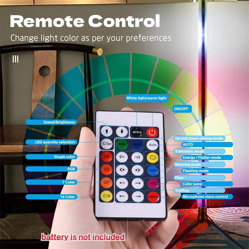 RGB floor lamp, RGB corner floor lamp, 1PC bedroom ambient lighting, Scandinavian style color changing dimming lamp