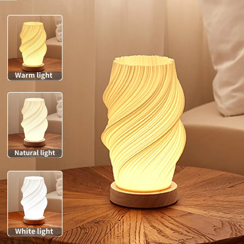 3D Desk Lamp Pleated Bedroom Bedside Lamp 3 Levels Dimmable Desk Lights LED Night Light Coffee Shop Card Seat Atmosphere Lamp