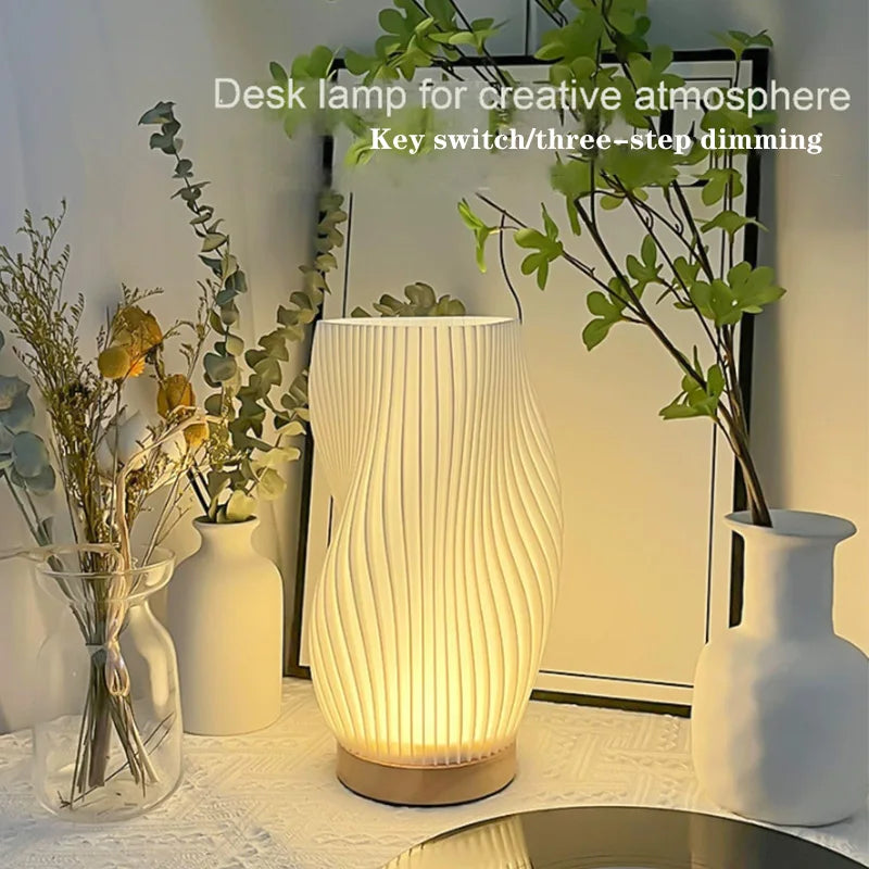 3D Desk Lamp Pleated Bedroom Bedside Lamp 3 Levels Dimmable Desk Lights LED Night Light Coffee Shop Card Seat Atmosphere Lamp